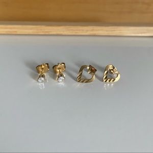 Gold studs 2 sets